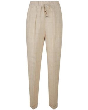 Kiton Check-Pattern Drawstring Pants - Natural