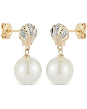 Mateo Petite Venus Pearl And Diamond Earrings - White