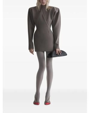Mugler Taupe Mini Zipped Dress - Black