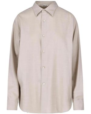 AURALEE Superlicht Wollen Blouse - Naturel