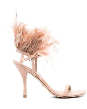 Stuart Weitzman Plume 100 Feather-Trimmed Sandals - Pink