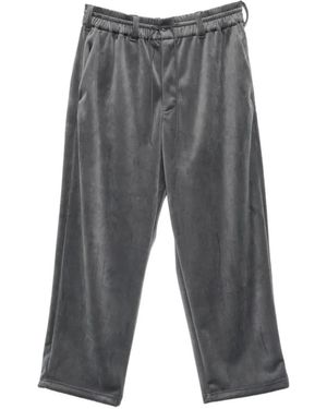 Y-3 Pantalones Anchos Con Textura De Terciopelo Y Logo - Gris