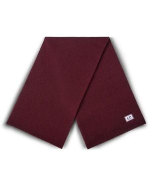 C.P. Company Ribbed-Knit Logo-Patch Scarf - Purple