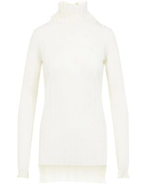 Carven Ribbed Turtleneck Midi Dress - White