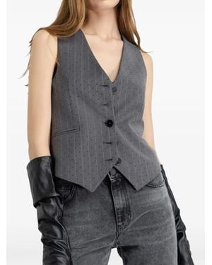 Gaelle Paris Pinstripe Buttoned Jacket - Gray