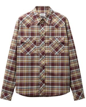 Versace Checked Cotton-Poplin Slim Shirt - Brown