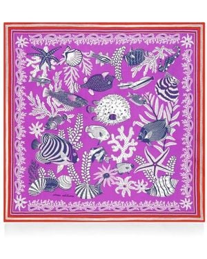 Inoui Edition Marine-Print Silk Scarf - Purple
