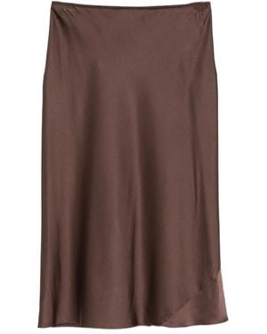 Dorothee Schumacher Bias-Cut Satin Midi Skirt - Brown