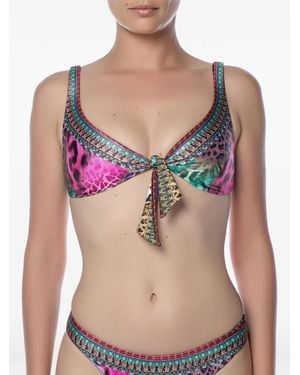 CAMILLA Tie-Front Reversible Bikini Top - Pink