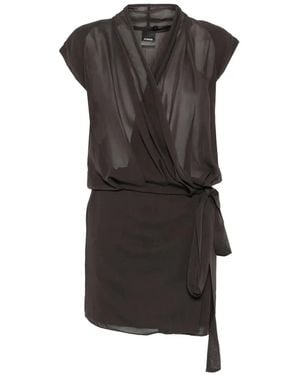 Pinko Ardola Draped Tie-Fastening Mini Dress - Black