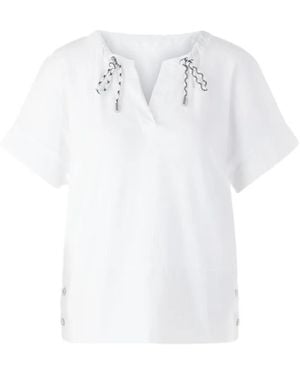 Marc Cain Drawstring-Neck Side-Button T-Shirt - White