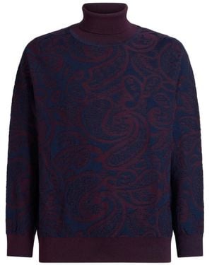 Etro Paisley Jacquard Turtleneck Sweater - Blue