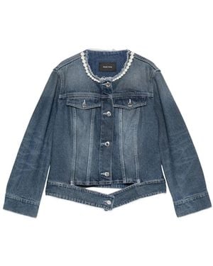 Simone Rocha Pearl-embellished Denim Jacket - ブルー