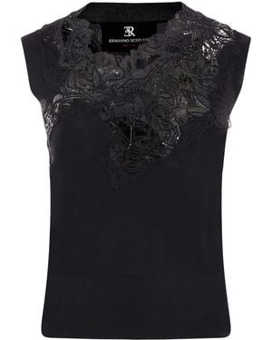 Ermanno Scervino Lace-Detailed Blouse - Black