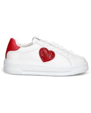 Love Moschino Heart-Patch Lace-Up Trainers - White