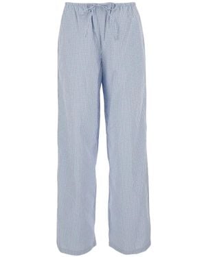 DUNST Check-Pattern Drawstring Pants - Blue