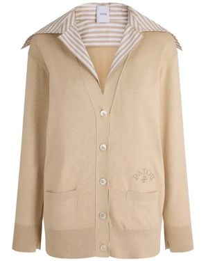Patou Mix Popeline Collar Cardigan - Natural