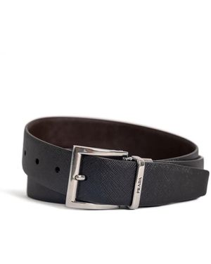 Prada Leather square-buckle belt - Schwarz