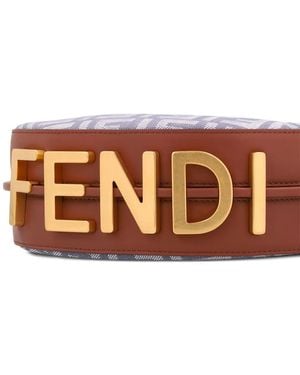 Fendi Ff-Logo Crescent Shoulder Bag - Brown