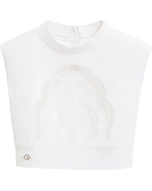Saiid Kobeisy Perforated Crop Top - White