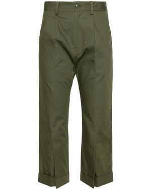 Yohji Yamamoto Cropped Cotton Chino Trousers - Green