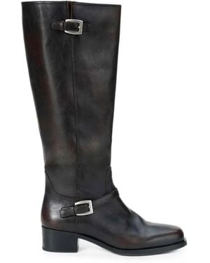 STAUD Brooklyn Buckle-Detail Knee-High Boots - Black