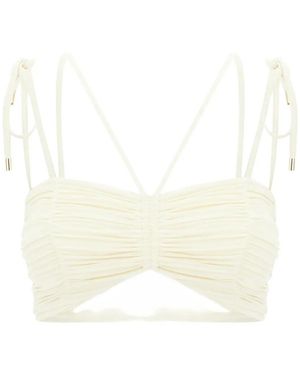 MAISON ANANA Ruched-Detail Tie-Fastening Bikini Top - White