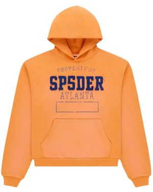 Sp5der Issue 404 Logo-Print Hoodie - Orange