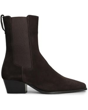 Bibi Lou Suede Square-Toe Ankle Boots - Black