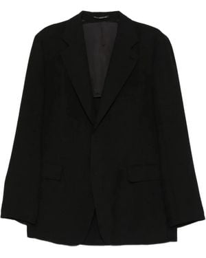 Yohji Yamamoto Single-Breasted Linen Blazer - Black