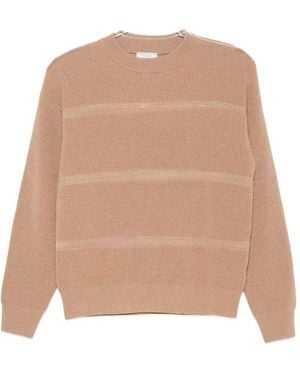 Peserico Ribbed-Knit Striped Jumper - Natural
