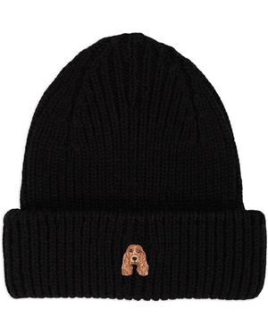 PELO FOUNDATION Dog-Appliqué Beanie - Black