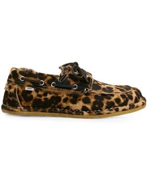 Ami Paris Mocassini Da Barca Leopardati - Marrone