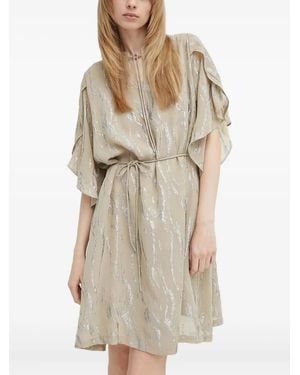 Bruuns Bazaar Odiabbparez Abstract-Print Tiered Mini Dress - Natural