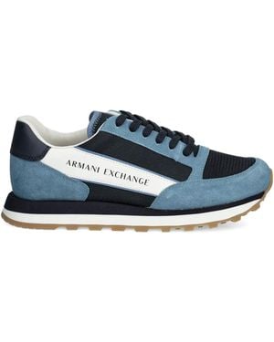 ARMANI EXCHANGE スエードパネル スニーカー - ブルー