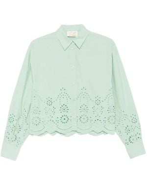MC2 Saint Barth Oriane Broderie-Anglaise Scalloped-Hem Shirt - Green
