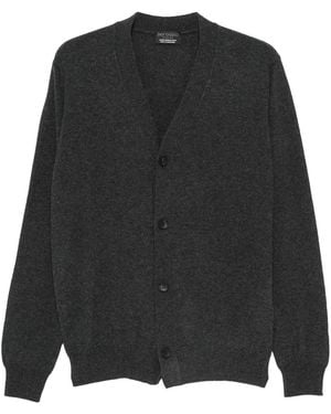 Dell'Oglio Buttoned V-Neck Cardigan - Black