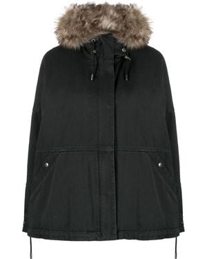 Yves Salomon Detachable-Hood Padded Parka - Black