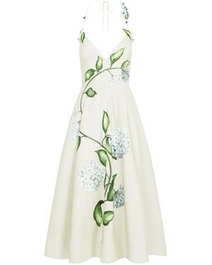 Oscar de la Renta Flower-Print Midi Dress - White