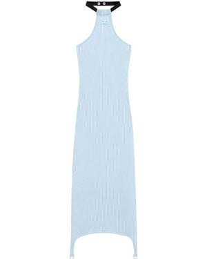 Courreges Ribbed-Knit Halterneck Dress - Blue