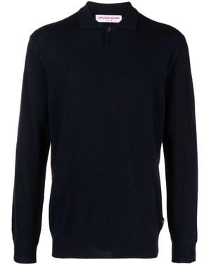 Orlebar Brown Bruno Longsleeved Cashmere Polo Shirt - Blue