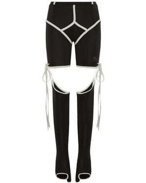 SRVC Studio Long John Contour-Panel Tie-Detail Shorts - Black