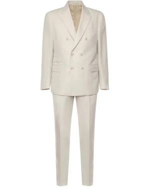 Eleventy Double-Breasted Suit - Natural