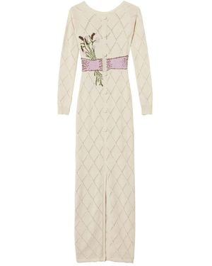 Twinset X Marco Rambaldi Bow Diamond-Pattern Maxi Dress - White