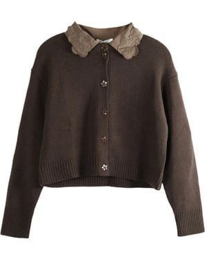 Cecilie Bahnsen Bibi Embroidered-collar Cardigan - ブラウン
