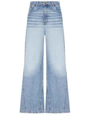 Lois Faded Slit-Detail Jeans - Blue