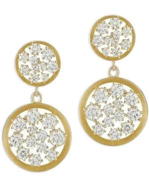 Jade Trau Pendientes En Oro Amarillo De 18 Ct Con Diamantes - Blanco