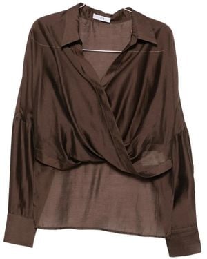ELEH Wrap-Front Long-Sleeved Shirt - Brown