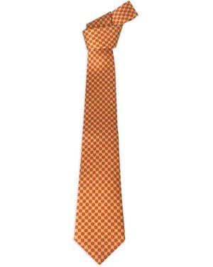 Kiton ジオメトリックパターン シルクネクタイ - ホワイト