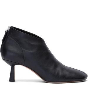 3.1 Phillip Lim Glove Square-Toe Leather Boots - Black